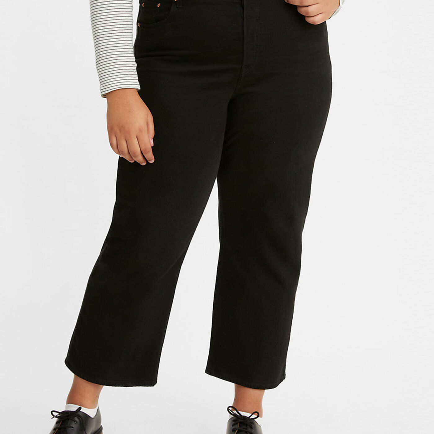 Ribcage Straight Ankle Jeans (Plus Size) in Black Sprout