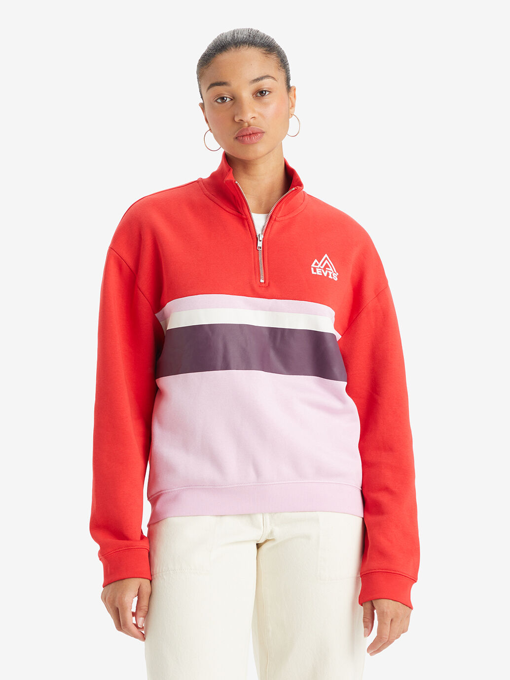 Red Half-Zip Sweatshirt for Women - With a Supersoft Fabric