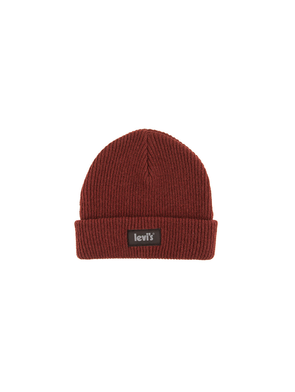 Beanie with Reflective Poster Logo in Bordeaux