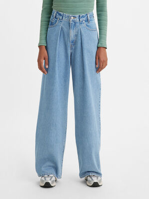 Folded Pleated Baggy Jeans